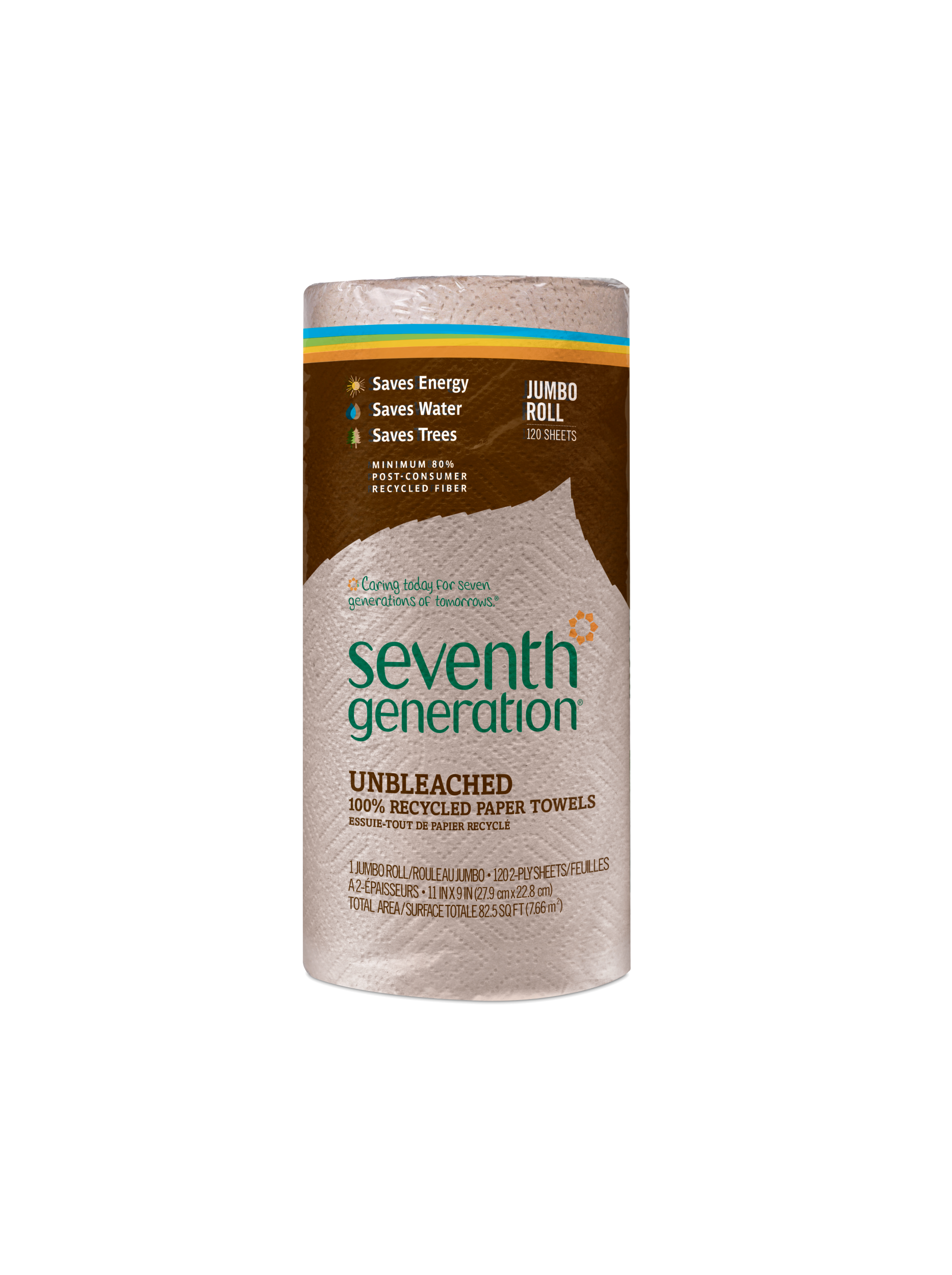 100% Recycled Paper Towels, Unbleached