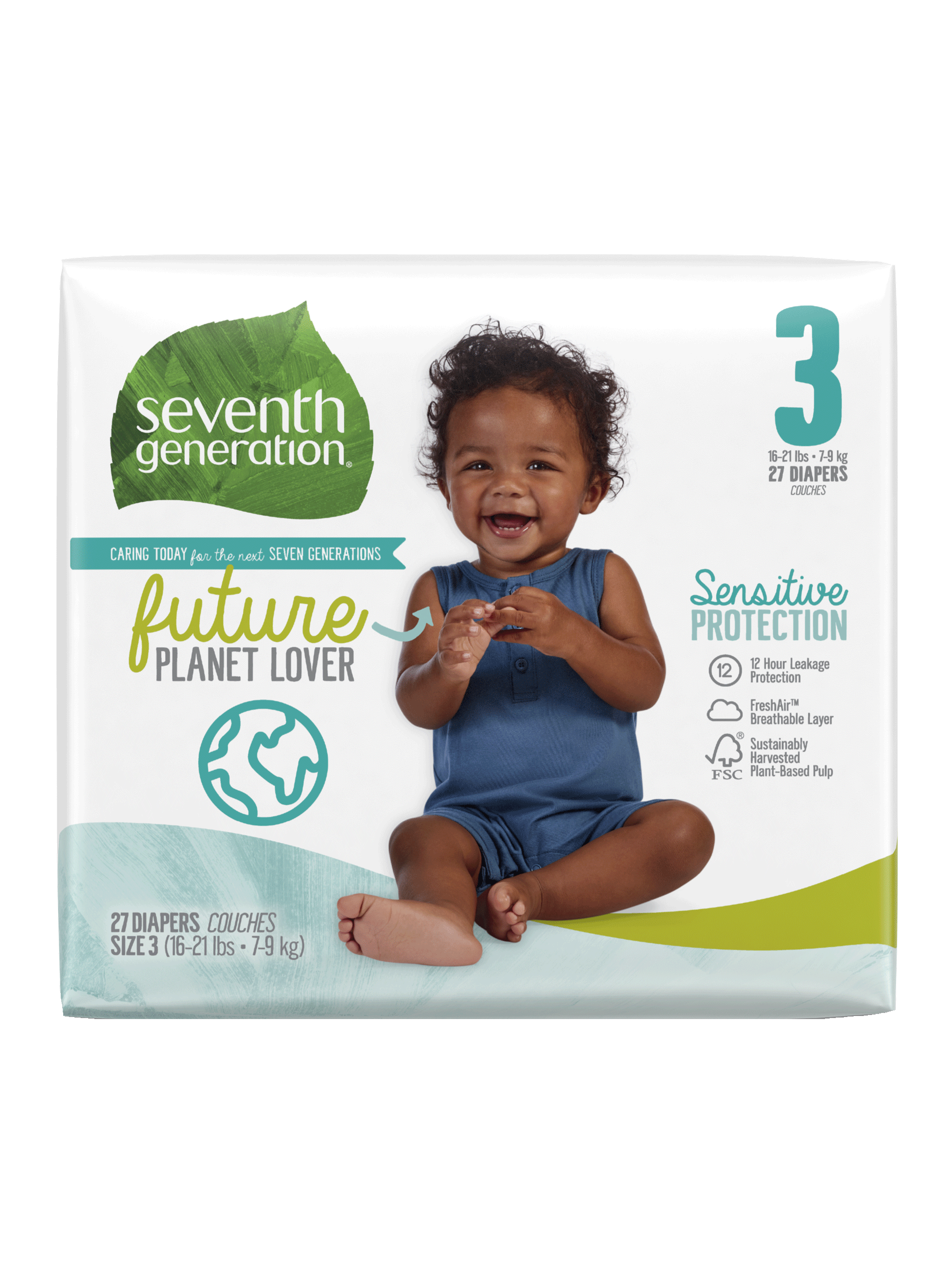 Seventh Generation Baby Diapers Chlorine Free Diaper Newborn Diapers  Sensitive Protection Newborn 80 Count