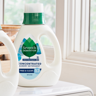 Concentrated Laundry Detergent Free and Clear in Laundry Room