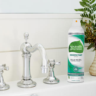 Seventh Generation Disinfectant Spray on Sink Counter