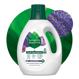 Laundry Detergent - Lavender Front of Bottle on leaf background 2023