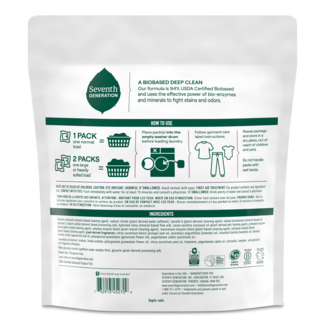Seventh Generation Fresh Lavender Laundry Packs - Back of Pack