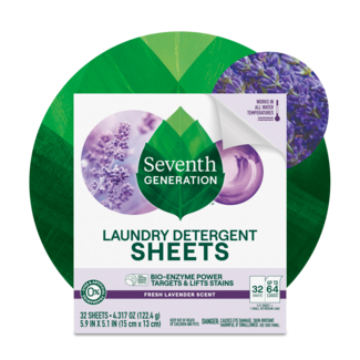 Lavender Laundry Sheets - Front of Pack on leaf background
