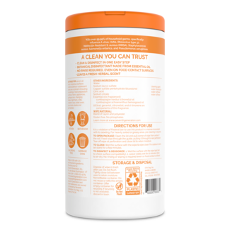 Seventh Generation Disinfecting Wipes - Lemongrass Citrus Scent - Back of Pack