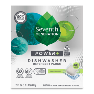 Seventh Generation Dishwasher Detergent Pack - 40 Count - Power Plus Fresh Citrus - Front of Pack