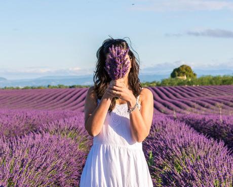 Woman in front of Lavender Fields