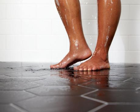 Person standing in shower