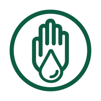 Hand with drop to represent Hypoallergenic icon