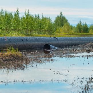 Pipeline through marshy land